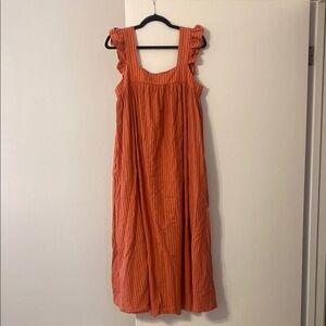 Women's Orange Striped Maxi Dress